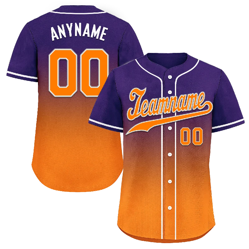 Custom Purple Orange Fade Fashion Personalized Authentic Baseball Jersey BSBJ01-D0a70de