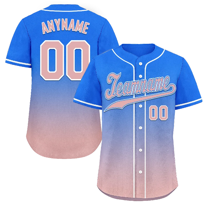 Custom Blue Pink Fade Fashion Personalized Authentic Baseball Jersey BSBJ01-D0a70e0