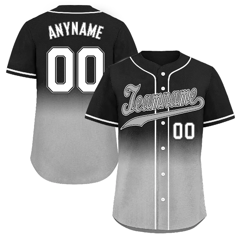 Custom Black Grey Fade Fashion Personalized Authentic Baseball Jersey BSBJ01-D0a70cf