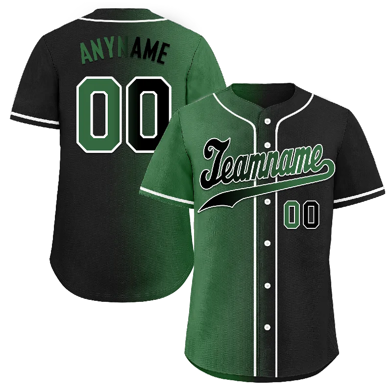 Custom Green Black Gradient Fashion Personalized Authentic Baseball Jersey BSBJ01-D0a707c