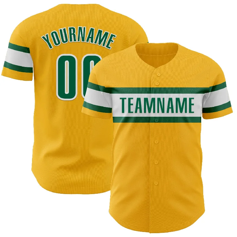 Custom Gold Kelly Green-White Authentic Baseball Jersey