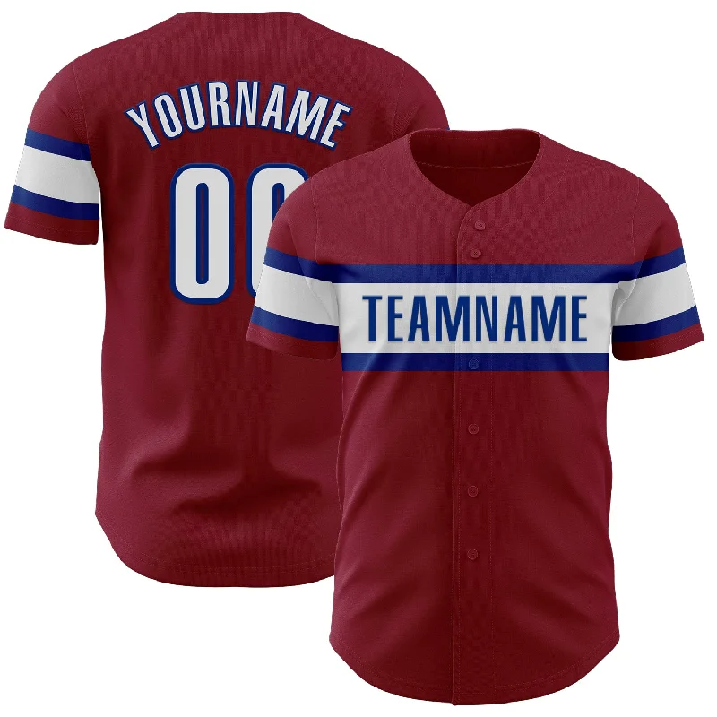 Custom Crimson White-Royal Authentic Baseball Jersey