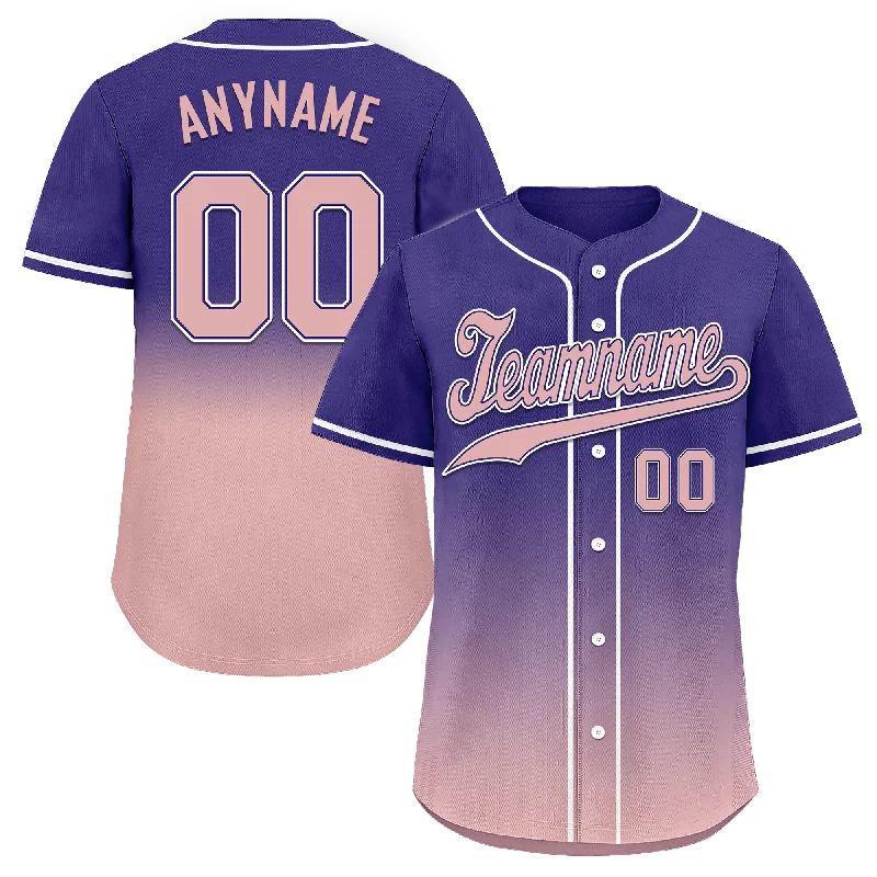 Custom Purple Pink Fade Fashion Personalized Authentic Baseball Jersey BSBJ01-D0a7070