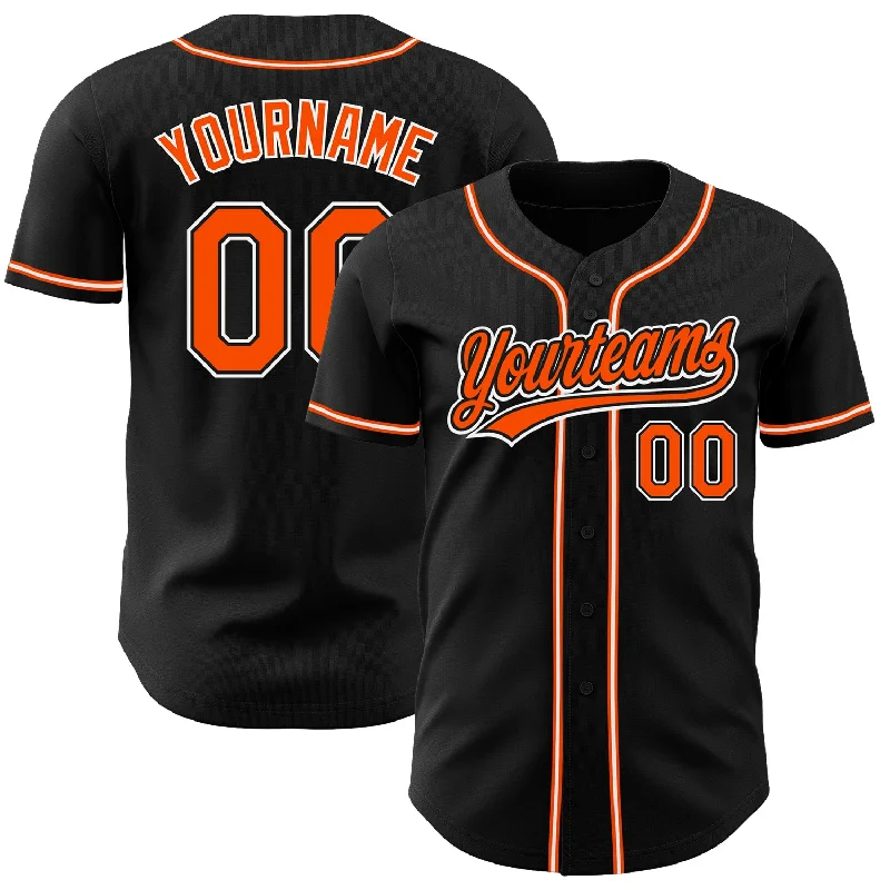 Custom Black Orange-White Authentic Baseball Jersey