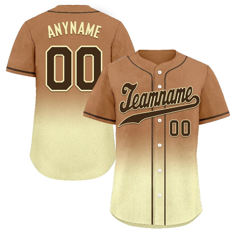 Custom Brown Yellow Fade Fashion Personalized Authentic Baseball Jersey BSBJ01-D0a70ff